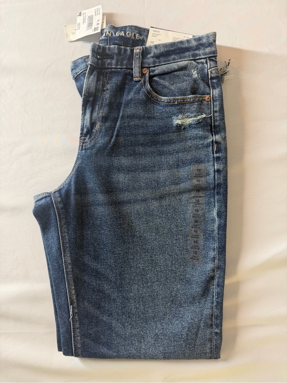 American Eagle NWT Stretch Curvy Straight Jeans Blue Lion Size 10 Regular